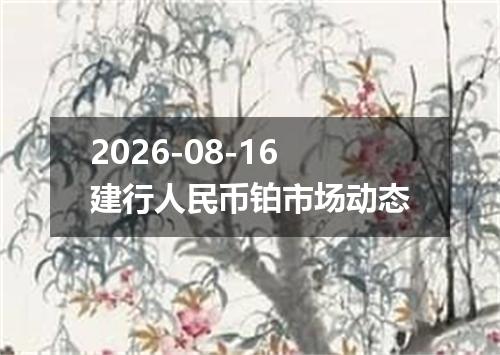 2026-08-16建行人民币铂市场动态