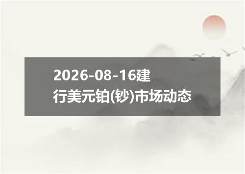 2026-08-16建行美元铂(钞)市场动态