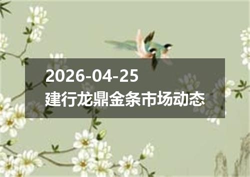 2026-04-25建行龙鼎金条市场动态