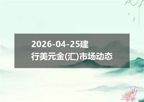 2026-04-25建行美元金(汇)市场动态