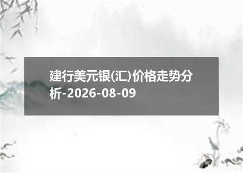建行美元银(汇)价格走势分析-2026-08-09