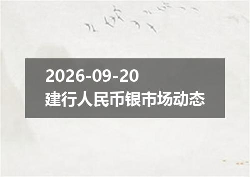 2026-09-20建行人民币银市场动态