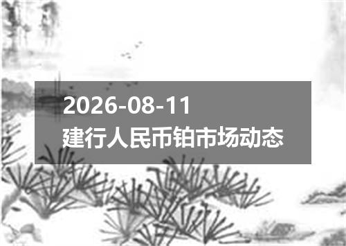 2026-08-11建行人民币铂市场动态