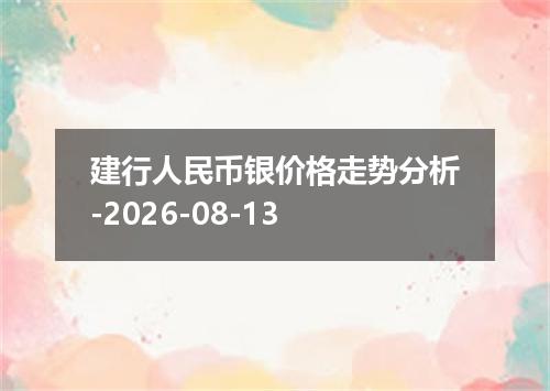 建行人民币银价格走势分析-2026-08-13