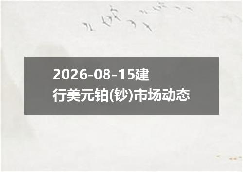 2026-08-15建行美元铂(钞)市场动态